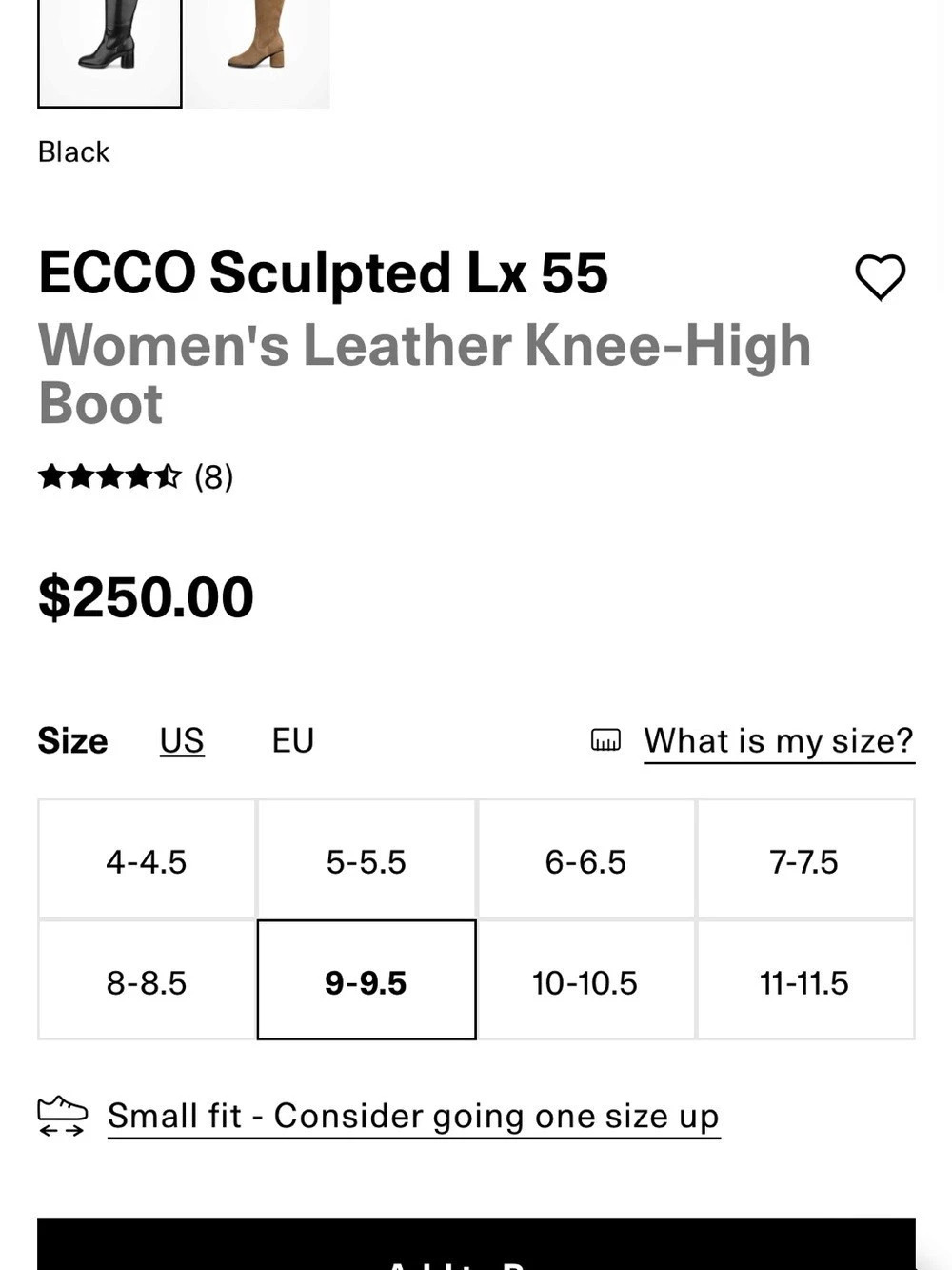 New ECCO Sculpted LX 55 Knee High Leather Boots Black US 8.5 9 NWOB Block Heel - Picture 7 of 7